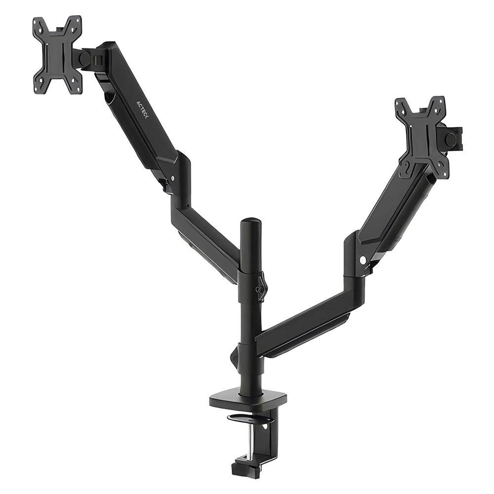 SOPORTE DOBLE MONITOR ENFORCE MOTION SM728  ACTECK SOPORTE ARTICULADO PARA DOBLE MONITOR CON AJUSTE DE ALTURA Y C-CLAMP