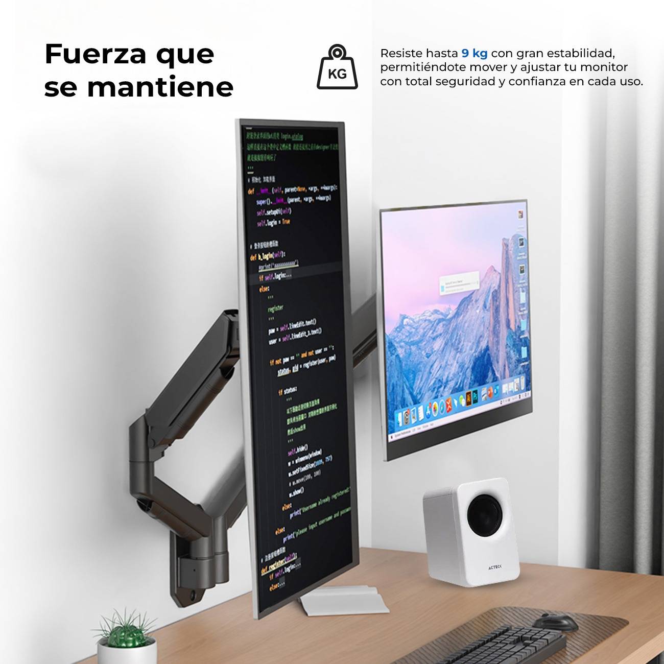 SOPORTE DOBLE MONITOR ENFORCE MOTION SM727  ACTECK SOPORTE DE PARED ARTICULADO PARA DOBLE MONITOR
