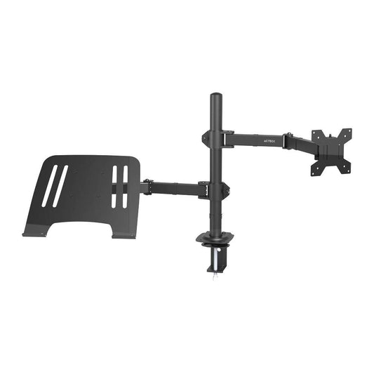 SOPORTE DOBLE PARA MONITOR/LAPTOP  ENFORCE ZONE SM525  ACTECK SOPORTE DOBLE ARTICULADO PARA MONITOR/LAPTOP CON ALTURA AJUSTABLE CON C-CLAMP