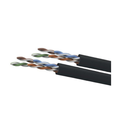 BOBINA UTP CAT5E PARA EXTERIOR SIN GEL, 4 PARES, 24 AWG, BOBINA DE 305 MTS, 100% COBRE, COLOR NEGRO
