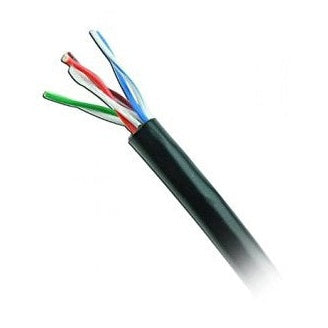 BOBINA UTP CAT5E PARA EXTERIOR SIN GEL, 4 PARES, 24 AWG, BOBINA DE 305 MTS, 100% COBRE, COLOR NEGRO