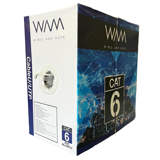BOBINA UTP CAT6 PARA INTERIOR , 4 PARES, 23 AWG, BOBINA DE 305 MTS, 100% COBRE, COLOR BLANCO