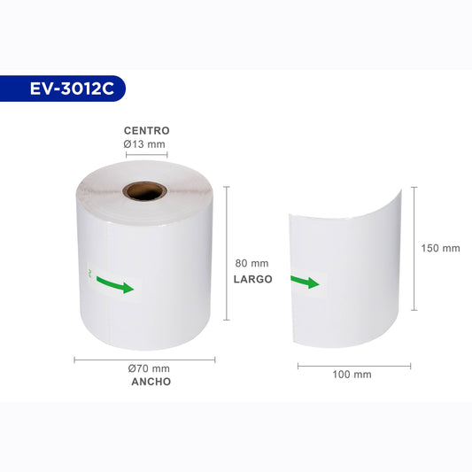 EVOTEC CAJA CON 16 ROLLOS DE ETIQUETAS TERMICAS 10*15CM EV-3012C