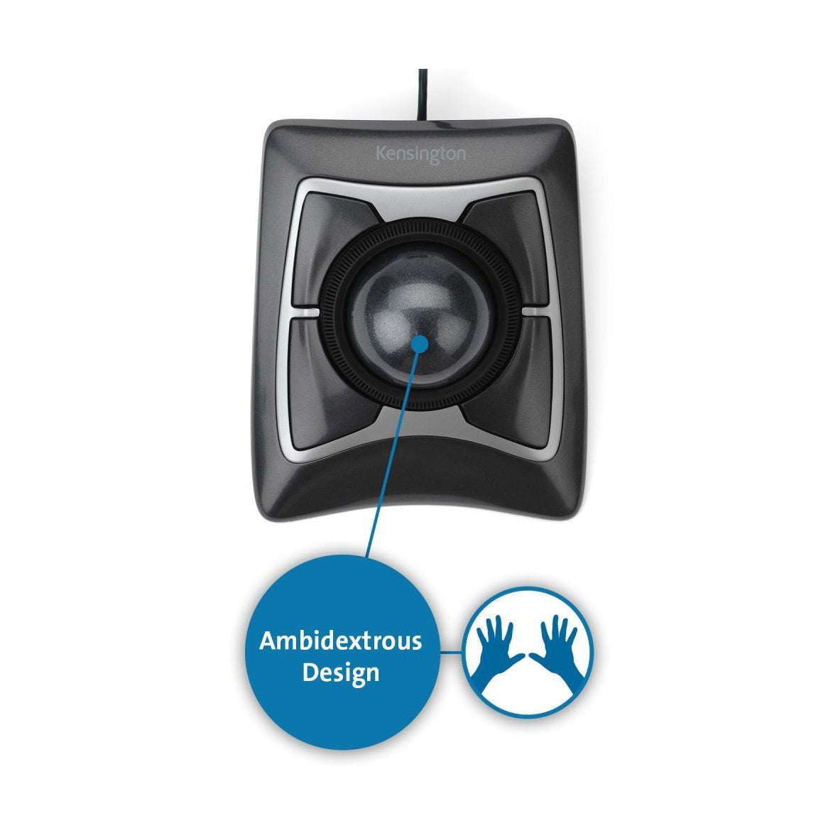 TRACKBALL CON CABLE  KENSINGTON K64325, NEGRO