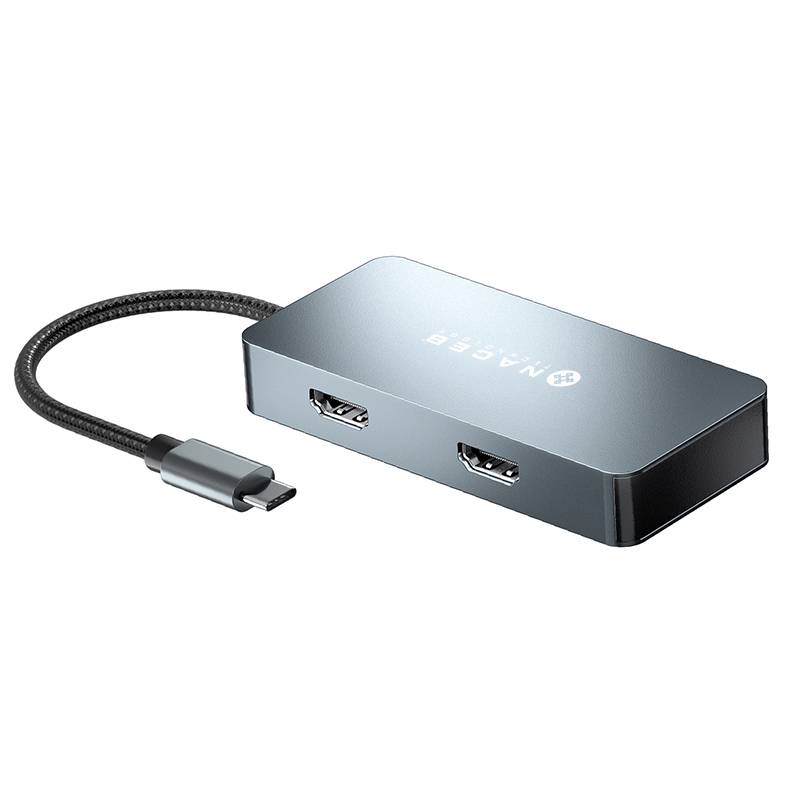 NACEB ADAPTADOR USB-C 7 EN 1 DUAL HDMI 4K+USB-C+PD100W+3*USB3.0 NA-0147