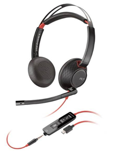HP POLY BLACKWIRE 5220, ALAMBRICOS, USB-C CON ADAPTADOR USB-C/A, CONECTOR 3.5 MM, BINAURAL