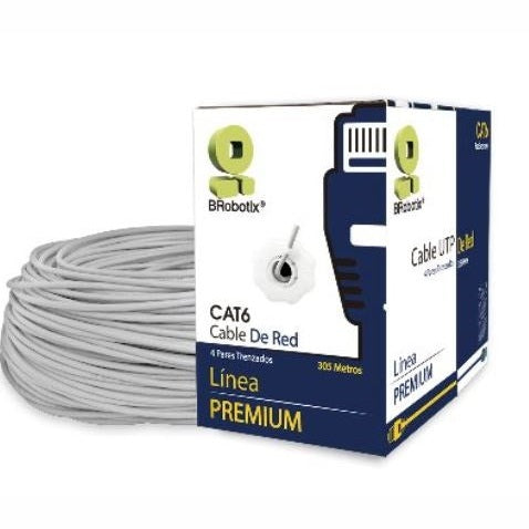 BOBINA UTP, CAT6, 305 M, INTERIOR, GRIS, CCA, BROBOTIX 062435