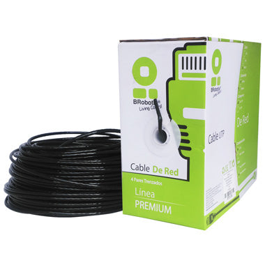 BOBINA UTP, CAT5E, 100 M, EXTERIOR CON GEL, NEGRO, CCA, BROBOTIX 181005