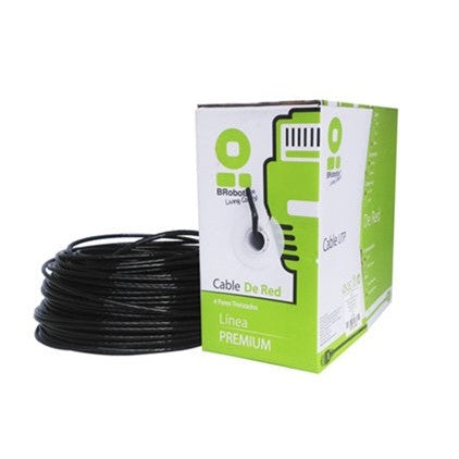 BOBINA UTP, CAT5E, 305 M, EXTERIOR CON GEL, NEGRO, CCA, BROBOTIX 183055