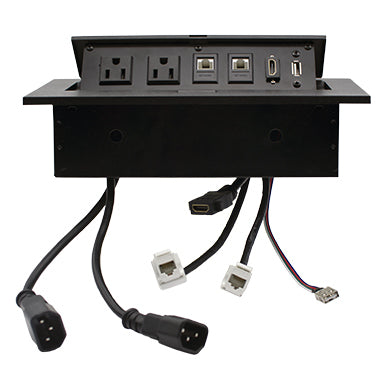 CAJA DE MESA, RJ45 CAT 6, HDMI, USB V2.0, NEMA 5-15R, NEGRO, BROBOTIX 170906
