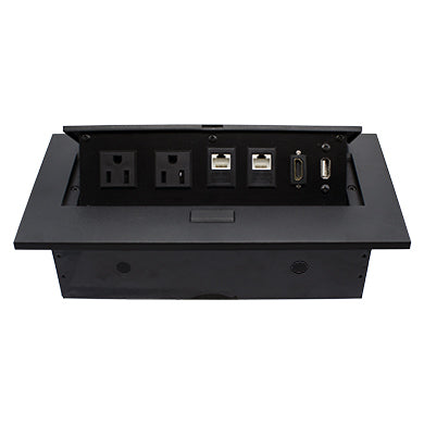 CAJA DE MESA, RJ45 CAT 6, HDMI, USB V2.0, NEMA 5-15R, NEGRO, BROBOTIX 170906