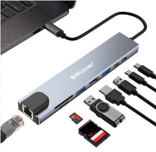 DOCKING STATION USB C, 8 EN 1, HDMI/RJ45 GIGABIT/USB A/USB C/SD/MICRO SD. BROBOTIX 60007000