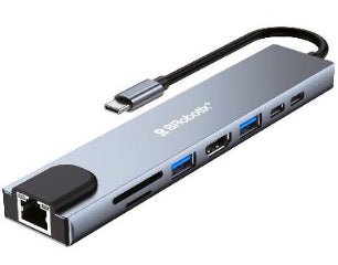 DOCKING STATION USB C, 8 EN 1, HDMI/RJ45 GIGABIT/USB A/USB C/SD/MICRO SD. BROBOTIX 60007000
