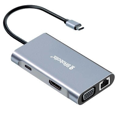 DOCKING STATION USB C, 7 EN 1, HDMI/RJ45 RJ45 10/100 A/USB C/VGA. BROBOTIX 60001202