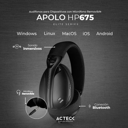 AUDÍFONOS CON MICRÓFONO INALÁMBRICOS APOLO HP675 ELITE SERIES