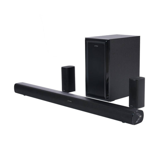 TEATRO EN CASA DYNAMIC STAGE BS700 ACTECK ELITE SERIES 5.1 CANALES, DOLBY 180W, CONECTIVIDAD: BLUETOOTH 5.3, USB-A, HDMI (ARC), ÓPTICAL, 3.5MM.