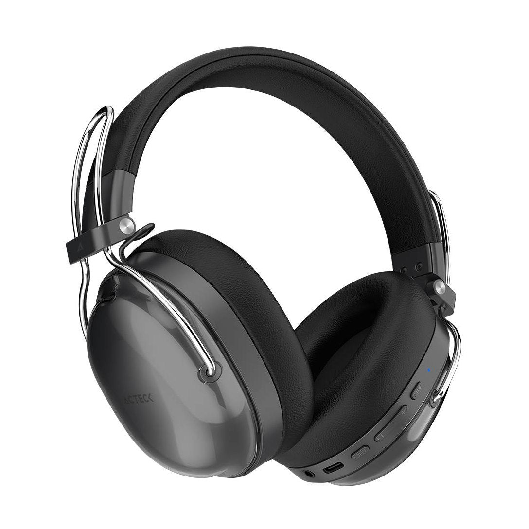 AUDÍFONOS INALÁMBRICOS BLUETOOTH LUXE PURE HP730 ACTECK ELITE SERIES CANCELACIÓN DE RUIDO ACTIVO  HIBRIDO, COLOR NEGRO. AC-940870