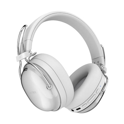 AUDÍFONOS INALÁMBRICOS BLUETOOTH LUXE PURE HP730 ACTECK ELITE SERIES CANCELACIÓN DE RUIDO ACTIVO  HIBRIDO, COLOR BLANCO. AC-940887