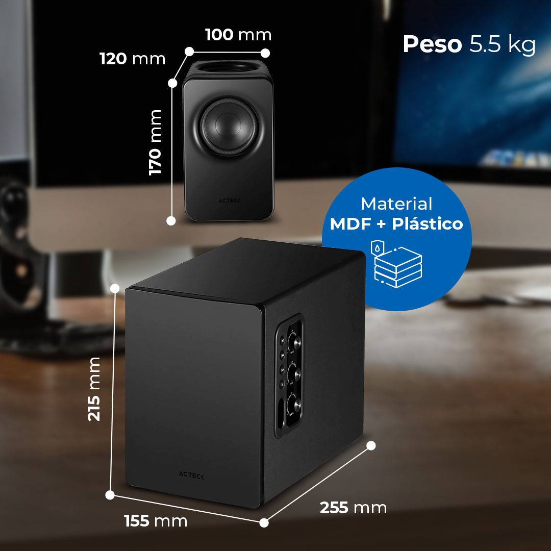 BOCINAS TIPO ESTUDIO  DYNAMIC EXACT MINI S-PRO BS495 ADVANCED SERIES, SONIDO ESTEREO 2.1 CANALES CON SUBWOOFER, POTENCIA 60W RMS