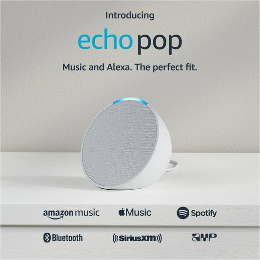 AMAZON ECHO POP CON ASISTENTE VIRTUAL ALEXA GLACIER WHITE