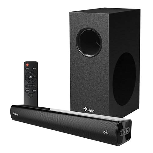 BARRA DE SONIDO 2.1 STYLOS STAB210B, CONECTIVIDAD MÚLTIPLE BLUETOOTH, HDMI ARC, USB, ENTRADA AUX 3.5 MM