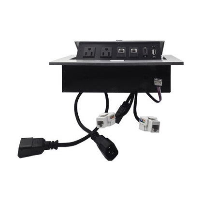CAJA DE MESA, RJ45 CAT 6, HDMI, USB V2.0, NEMA 5-15R, PLATA, BROBOTIX 171224