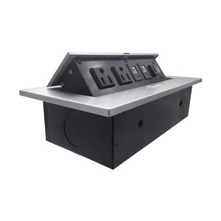 CAJA DE MESA, RJ45 CAT 6, HDMI, USB V2.0, NEMA 5-15R, PLATA, BROBOTIX 171224