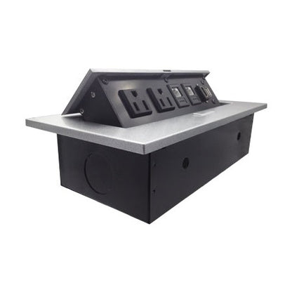 CAJA DE MESA, RJ45 CAT 6, HDMI, USB V2.0, NEMA 5-15R, PLATA, BROBOTIX 171224