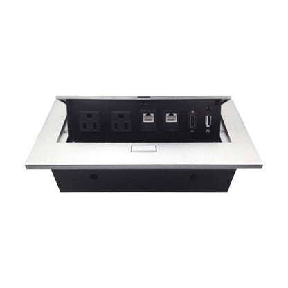 CAJA DE MESA, RJ45 CAT 6, HDMI, USB V2.0, NEMA 5-15R, PLATA, BROBOTIX 171224