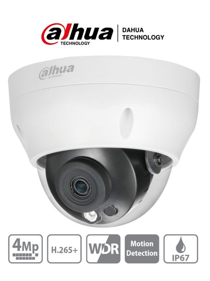 DAHUA IPC-HDPW1431R1-S4 - CAMARA IP DOMO DE 4 MEGAPIXELES/ LENTE DE 2.8MM/ IR DE 30 MTS/ H.265/ WDR REAL/ IP67/ POE/ 3D DNR/ HLC/