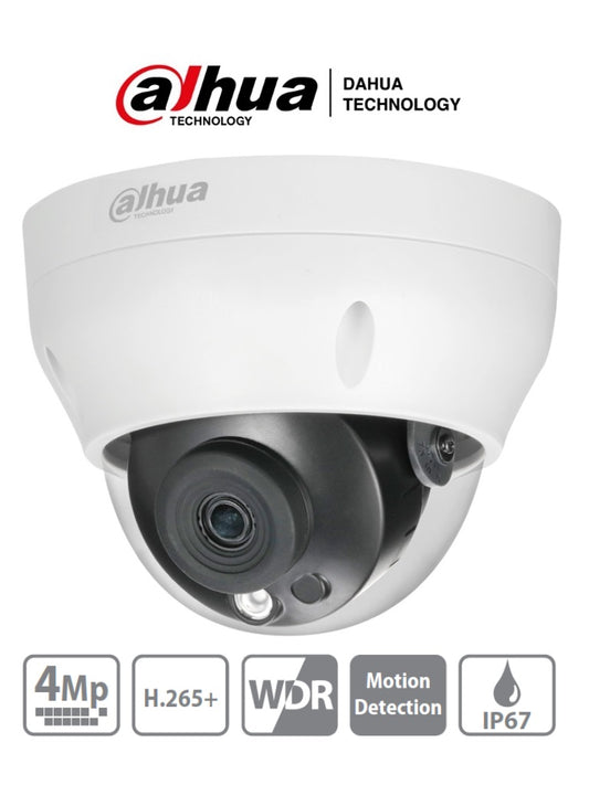 DAHUA IPC-HDPW1431R1-S4 - CAMARA IP DOMO DE 4 MEGAPIXELES/ LENTE DE 2.8MM/ IR DE 30 MTS/ H.265/ WDR REAL/ IP67/ POE/ 3D DNR/ HLC/