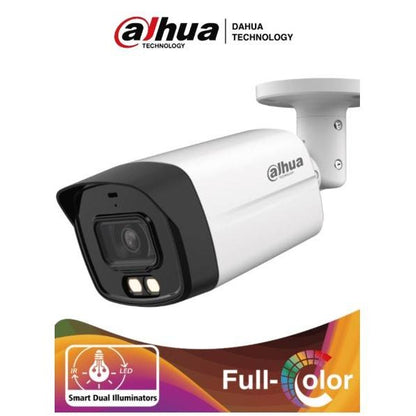 DAHUA HAC-HFW1801TLMN-IL-A - CAMARA BULLET 4K/ ILUMINADOR DUAL INTELIGENTE + FULL COLOR/ LENTE DE 2.8 MM/ 106°/ MICROFONO INTEGRADO/ 40IR, IP67