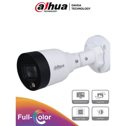 CÁMARA DAHUA IPC-HFW1239S1-LED-S4 - CÁMARA IP BULLET FULL COLOR 2 MEGAPÍXELES, LENTE DE 2.8MM, LUZ BLANCA DE 15 MTS, H.265, IP67, POE, DWDR