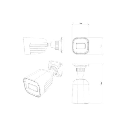 CAMARA BALA IP 2 MP, LENTE 2.8MM (105°), DE DIA DETECTA HASTA 40 MTS/RECONOCE: 8 MTS/IDETIFICA: 4 MTS, IR HASTA 20 MTS ,CHECKPOINT, WDR,IP67
