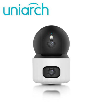 CÁMARA IP WIFI UNIARCH (UHO-S3S-M33D) 3MP+3MP / LENTE 4MM / IR10M / MICROSD 512GB / MICRÓFONO + ALTAVOZ / USB-C / INTERIOR / SERIE PANDA