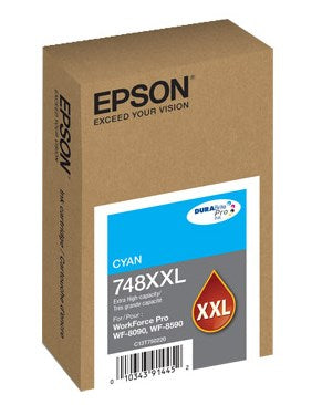 CARTUCHO DE TINTA CIAN  EPSON T748XXL220-AL, EXTRA ALTA, RENDIMIENTO PROMEDIO DE 7,000 PAG, CAPACIDAD DE 69ML, COMPATIBLE PARA WORKFORCE PRO WF-6590 Y WORK