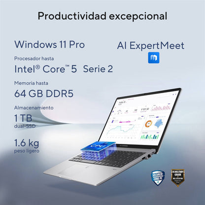 ASUS EXPERTBOOK P1  PROCESADOR INTEL CORE 5 210H,  GRÁFICOS INTEL UHD, 16GB DDR5, 512GB SSD, PANTALLA 15.3,WIN 11 PRO