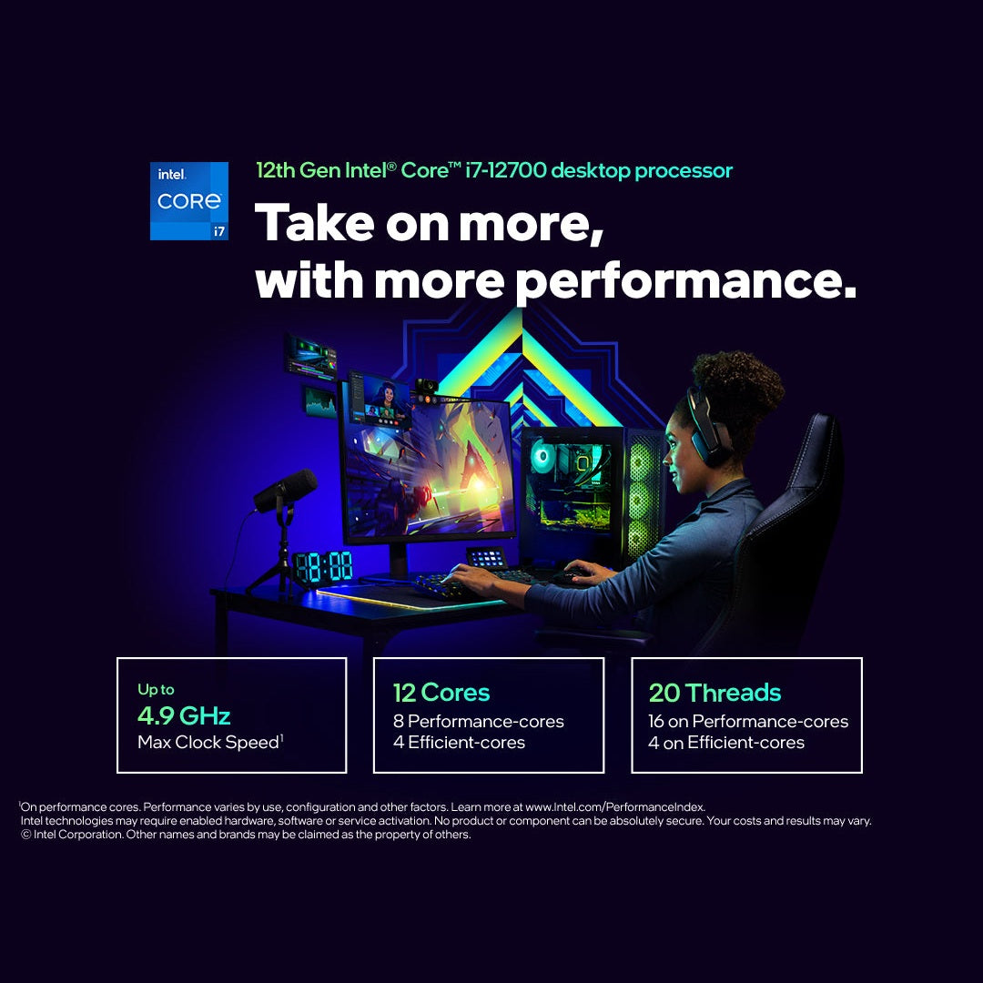 PROCESADOR INTEL CORE I7-12700 2.10 GHZ, 8 NÚCLEOS, SOCKET LGA 1700, 25 MB CACHE CON GRÁFICOS UHD 770 Y DISIPADOR. (MBCHIPSET 600)