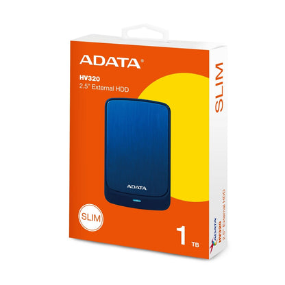 DISCO DURO EXTERNO ADATA 2.5 PULGADAS HV320 1TB USB 3.2, GEN1 (USB 5GBPS) COMPATIBLE CON 3.1 Y 2.0. COLOR AZUL. AHV320-1TU31-CBL