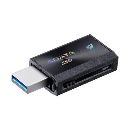 SSD EXTERNO ADATA SC730 512GB. CONECTORES DOBLES USB-C Y USB-A INTEGRADOS (USB 3.2 GEN2). 600 MB/S DE LECTURA/ESCRITURA. COLOR NEGRO. SC730-512G-CACTI