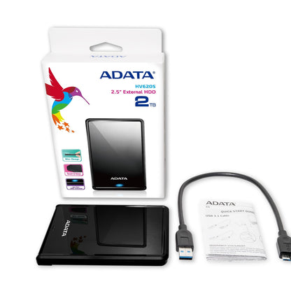 DISCO DURO EXTERNO ADATA HV620S, 4 TB, USB 3.2 GEN1 (COMPATIBLE CON LAS VERSIONES ANTERIORES USB 2.0), 2.5 PULGADAS, NEGRO