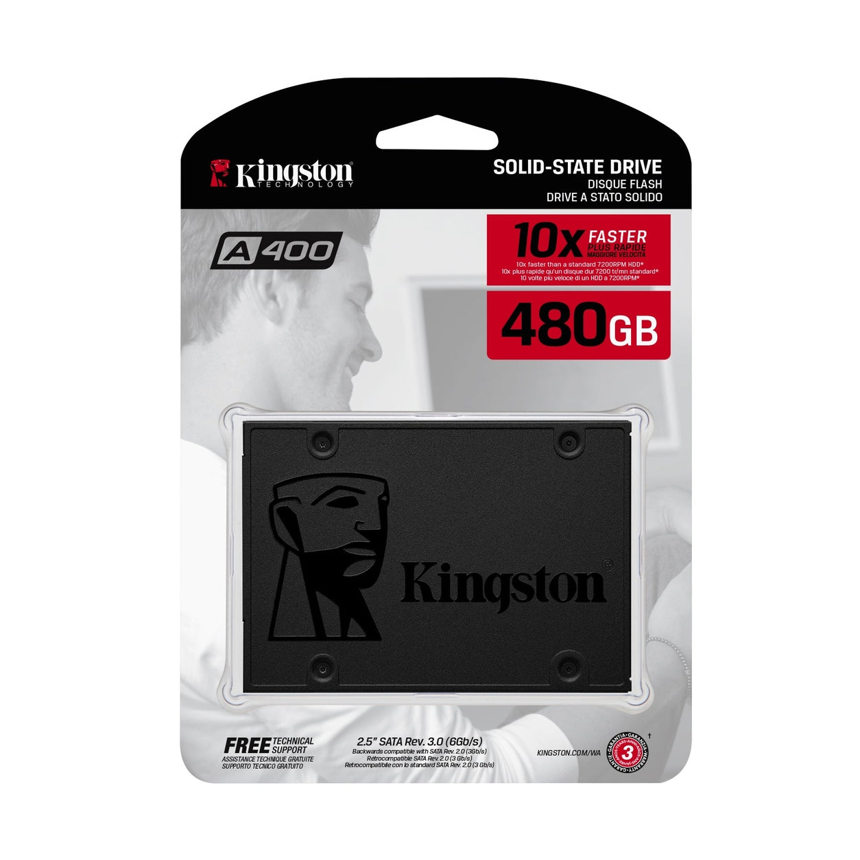 UNIDAD DE ESTADO SOLIDO KINGSTON A400 480GB SATA3 2.5 R. 500MB/S W.450MB/S