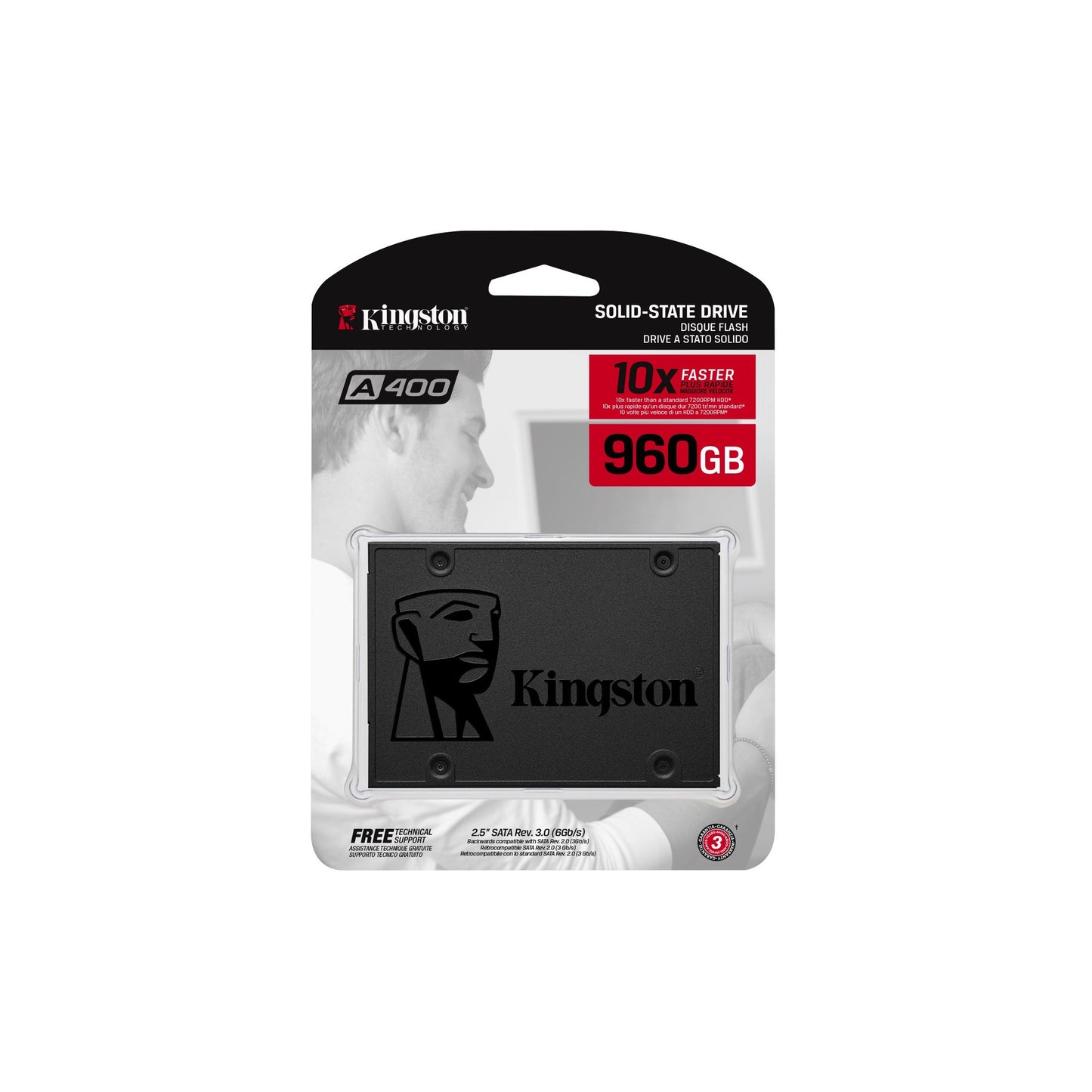 UNIDAD DE ESTADO SOLIDO KINGSTON A400 960GB SATA3 2.5 R. 500MB/S W.450MB/S