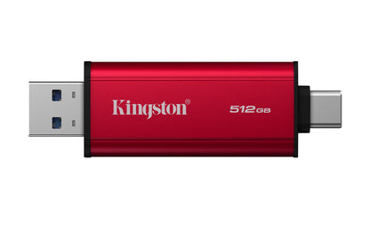 UNIDAD DE ESTADO SOLIDO PORTABLE KINGSTON SPSD 512GB DUAL USB-A/C 3.2 GEN 2 R.1050MB/S W.950MB/S ROJO