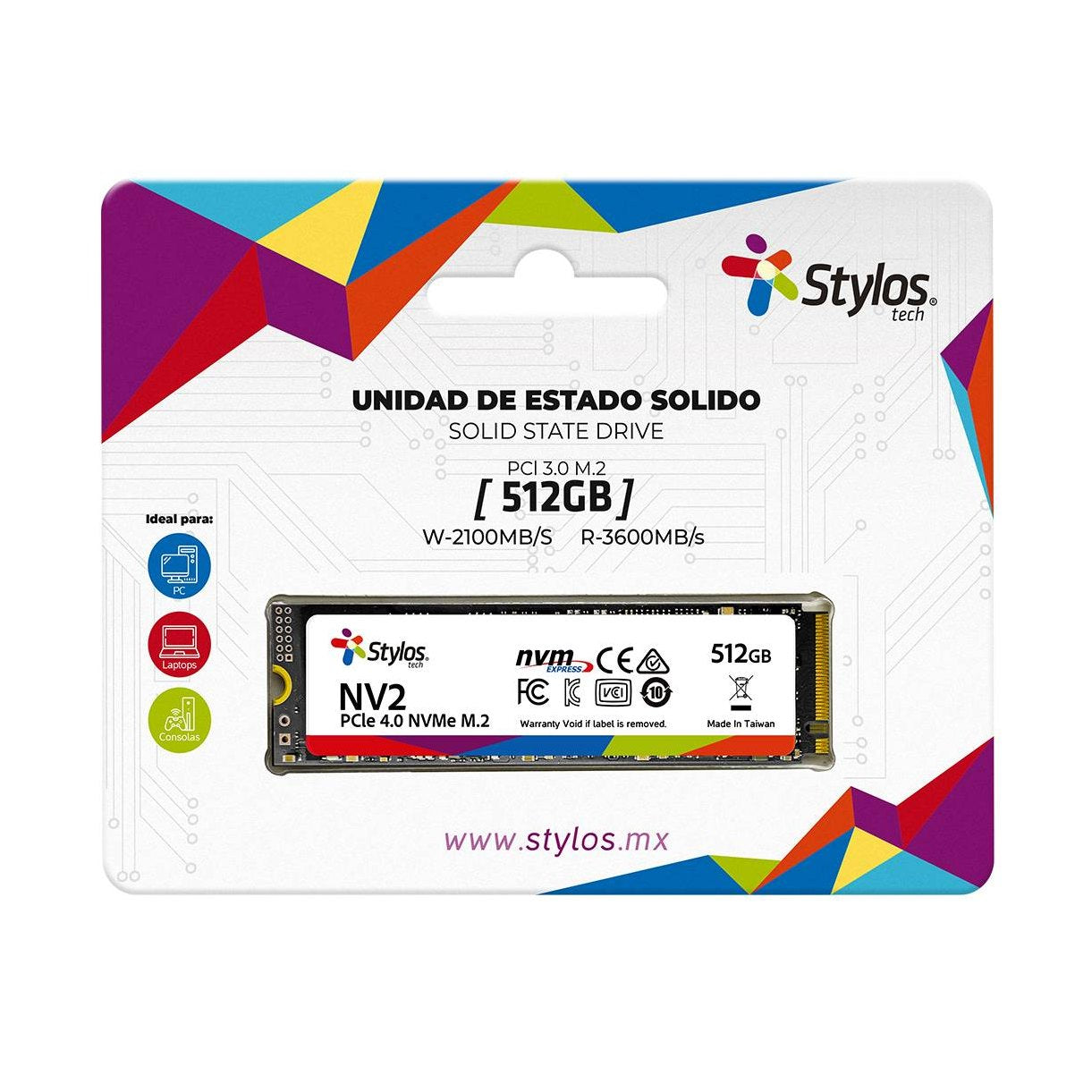 SSD STYLOS STMSSDM21B, 512 GB, PCI EXPRESS 3.0, 3000 MB/S, 2500 MB/S