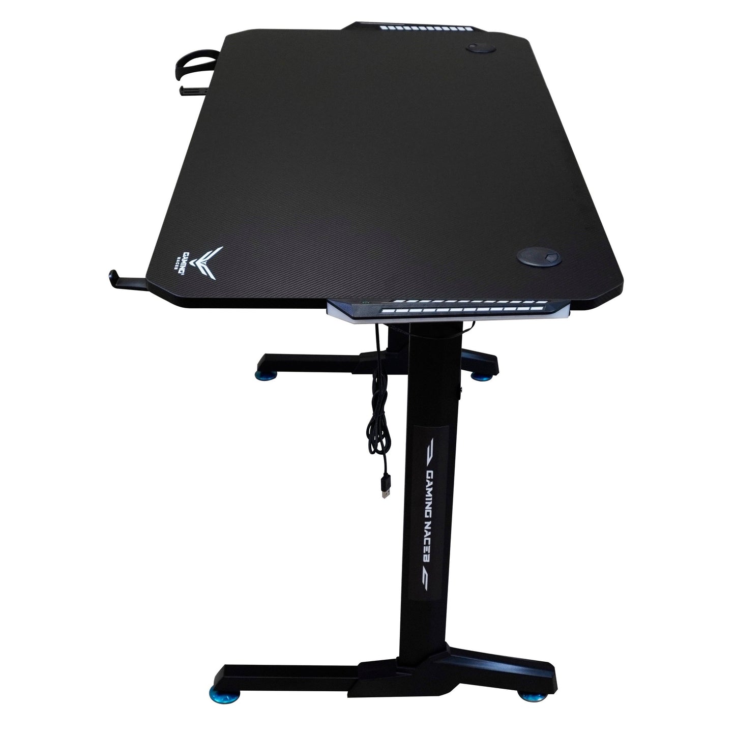 ESCRITORIO GAMING NACEB DE FIBRA DE CARBONO CON ILUMINACION LED NA-0628