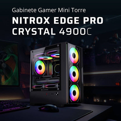 GABINETE MINI TORRE NITROX EDGE PRO CRYSTAL 4900C FACTOR: MINI ITX