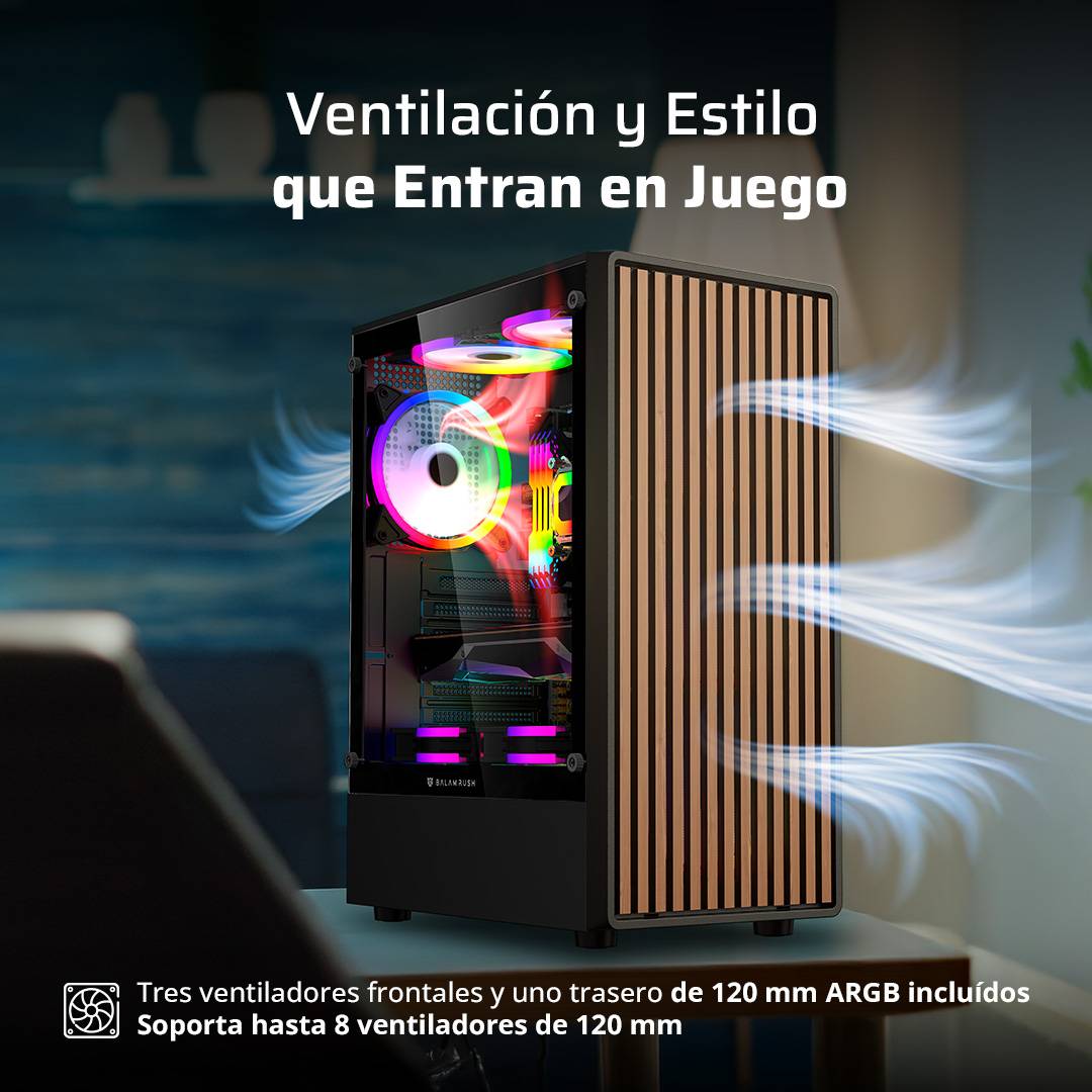 GABINETE GAMER MEDIA TORRE ATX DRAGONFLY WOOD GM580CB  FACTOR: ATX, MICRO ATX - MINI ITX