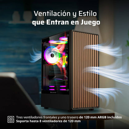 GABINETE GAMER MEDIA TORRE ATX DRAGONFLY WOOD GM580CB  FACTOR: ATX, MICRO ATX - MINI ITX