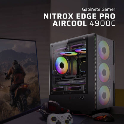 GABINETE GAMER MINI TORRE NITROX EDGE PRO AIRCOOL 4900C